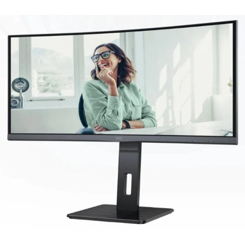 Aoc cu34p3cv - monitor curvo wqhd da 34 pollici, regolabile in altezza, altoparlante (3440x1440, 100 hz, hdmi, displayport, usb-c (65w pd), rj45, hub usb) nero — 2