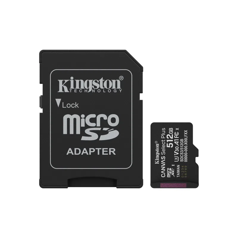 Kingston technology 512gb microsdxc canvas select plus gen3 150mb/s a1 (adattatore sd incluso)