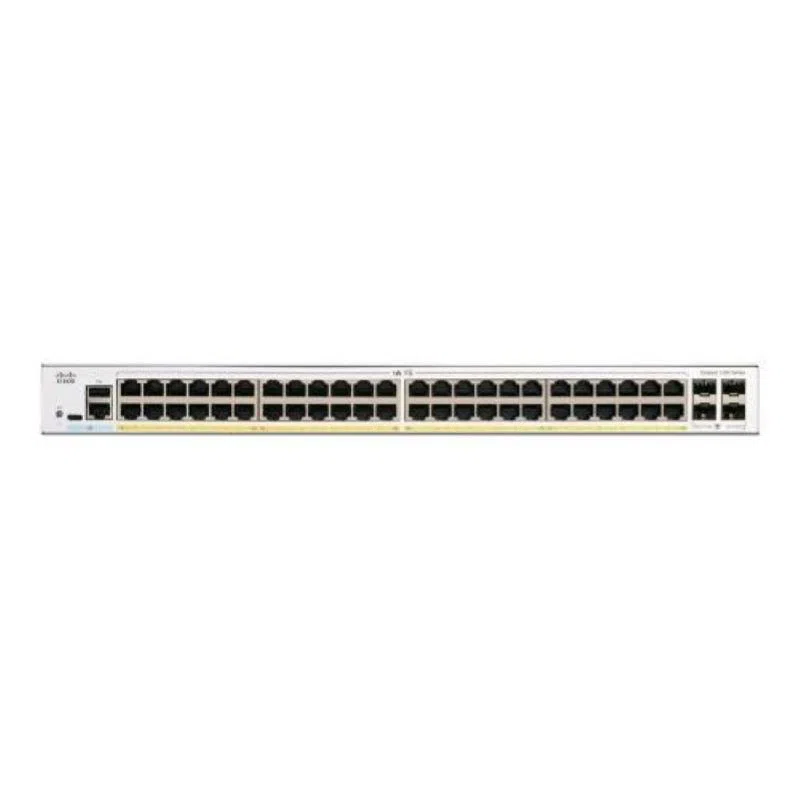 Cisco catalyst 1200-48p-4g switch gestito l3 - 48 x 10/100/1000 (poe+) + 4 x gigabit sfp - poe+ (375 w) montabile su rack bianco