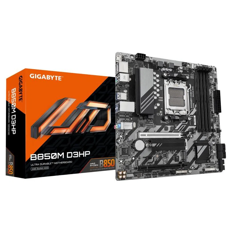 Gigabyte b850m d3hp scheda madre - processori amd ryzen serie 9000, 5+2+2 fasi vrm digitali, fino a 8200mhz ddr5 (oc), 1xpcie 5.0 + 1xpcie 4.0 m.2, lan gbe, usb 3.2 gen 2