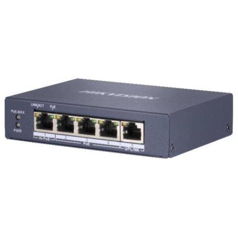 Hikvision ds-3e0505hp-e switch non gestito l2 4 porte gigabit 10/100/1000 poe 60 w + 1 uplink gigabit rj45 — 2