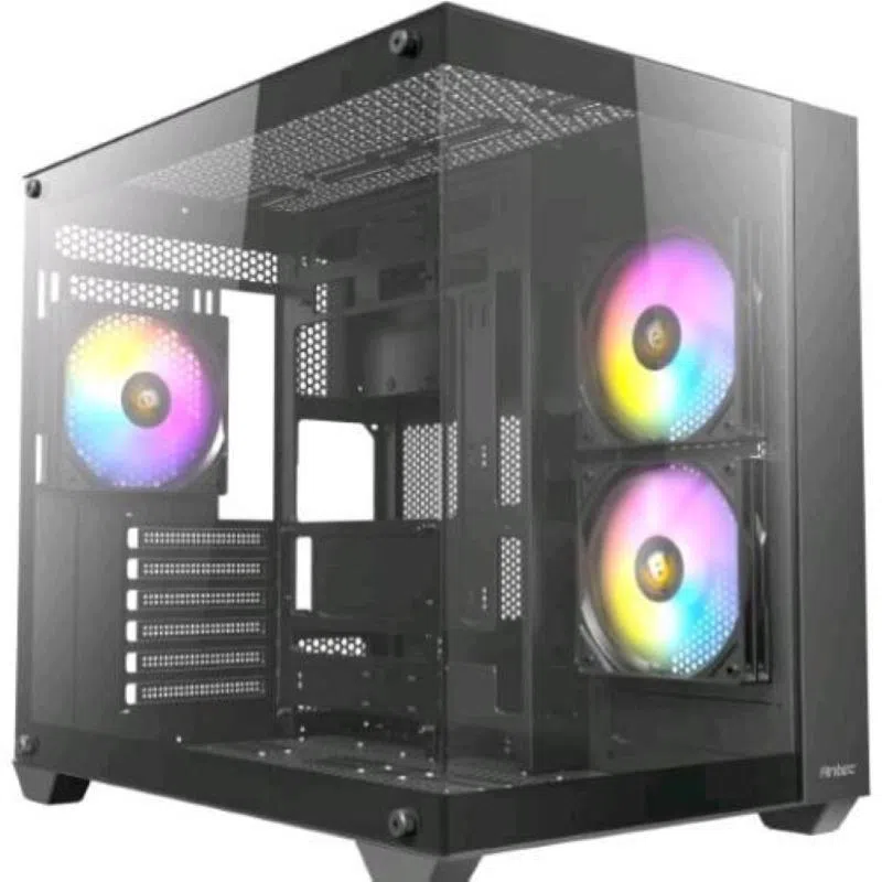 Antec cx800 argb black case midi tower atx/matx/mini-itx frontale e laterale in vetro temperato senza cuciture nero