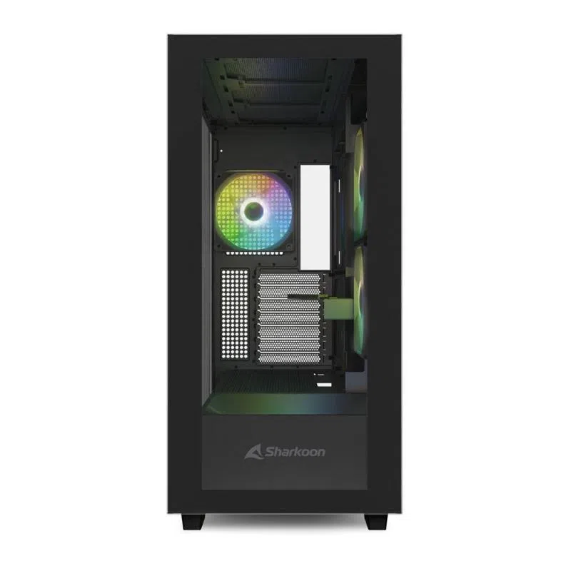 Sharkoon rebel c60 rgb black case atx 4 ventole x 120mm argb pannello laterale e frontale in vetro temperato nero