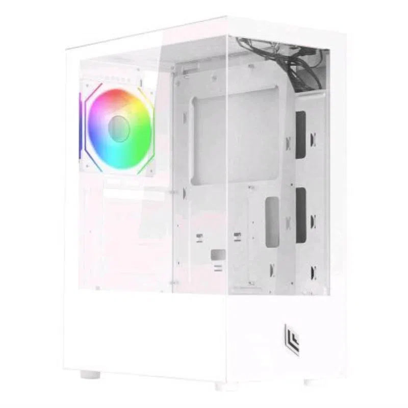Noua nexus p100 case pc gaming atx mid-tower ventola led argb 120mm mb sync pannello frontale e laterale in vetro temperato senza cornice bianco