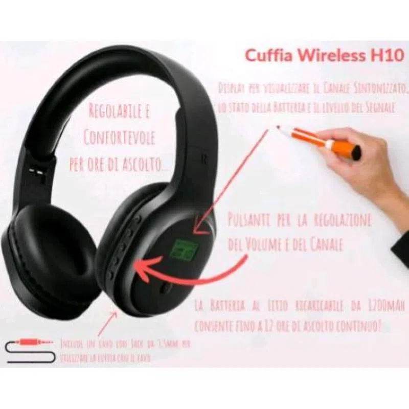 Empire silent lab t10 cuffia wireless per conferenze laboratori linguistici possibilita` di ricevere su 10 canali diversi regolabile e confortevole per ore di ascolto
