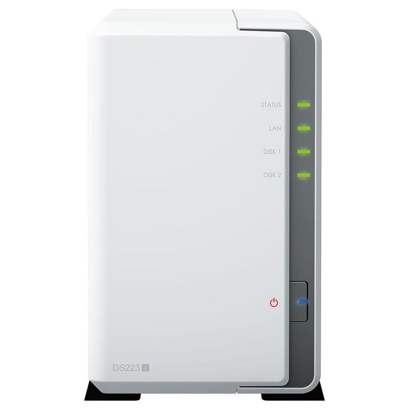 Synology diskstation nas chassis desktop cpu realtek rtd1619b 1.4ghz ram 1gb 2 bay hdd/ss 2.5/3.5 white