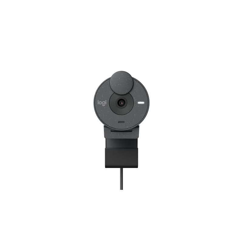 Logitech brio 305 webcam full hd 2mp con correzione dell`illuminazione microfoni con riduzione del rumore copriobiettivo usb-c compatibile con microsoft teams zoom google meet grafite