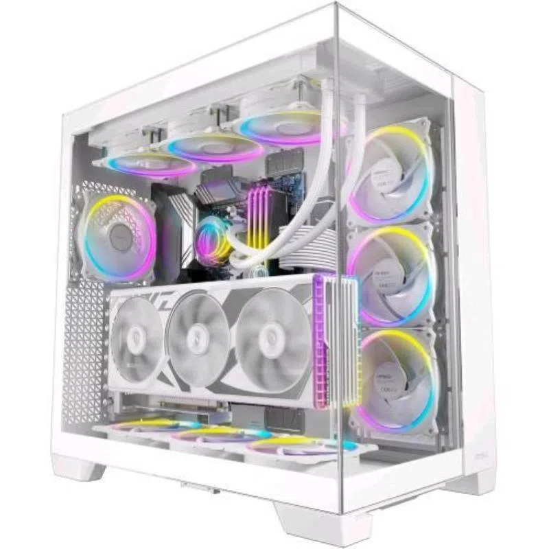 Antec c8 case full tower panneli laterali e frontale in vetro temperato e-atx/atx/itx/matx bianco