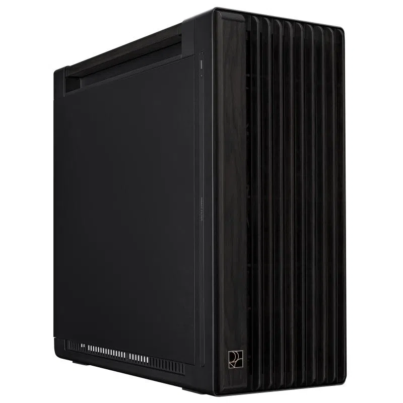 Asus proart pa602 wood pwm black case gaming e-atx in metallo supporto per dissipatore da 420mm ventole da 140mm e 200mm rilevatore di polvere ir presa d`aria laterale nero