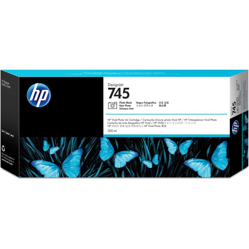 Hp cartuccia inchiostro nero fotografico designjet 745, 300 ml