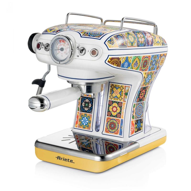 Ariete 1389 positano edition macchina per caffe` espresso 850 w polvere e cialde 1 o 2 tazze cappuccinatore 15 bar vassoio raccogli goccia