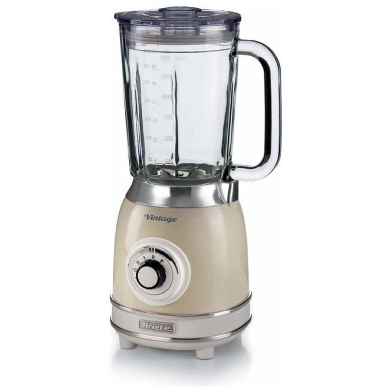 Ariete 583 frullatore vintage con tazza in vetro da 1.5 litri 4 lame in acciaio inox 4 velocitÀ + pulse 1000 w beige