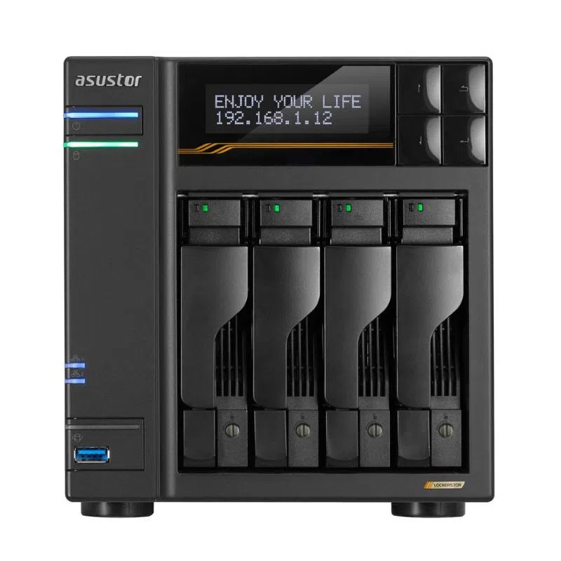 Nas asustor as6804t x 4slot 3.5/2.5>no hd< qc 2,3ghz-16gb ddr5 ecc -2p 5g-2p 10g-5p usb-4x m.2 nvme/sata-gar.5y