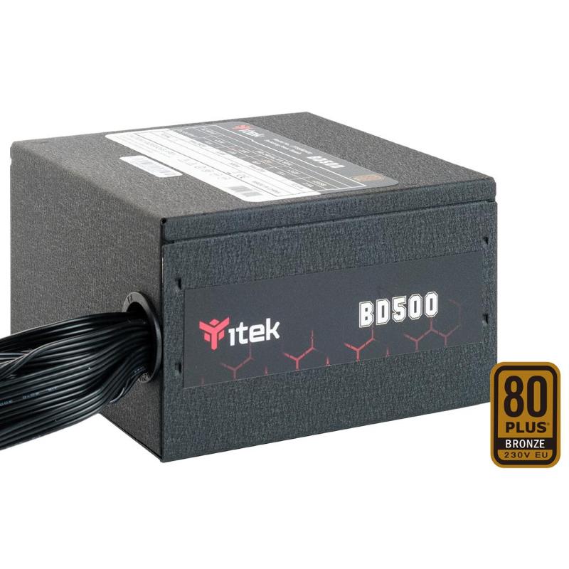 Itek bd500 alimentatore 500w 80plus eu bronze pfc attivo ventola hdb 12cm dc to dc