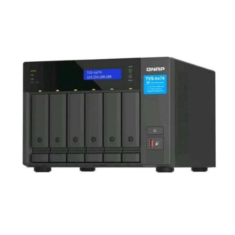 Qnap tvs-h674 nas chassis tower intel i3-12100 3.3ghz ram 16gb-6 bay hdd/ssd 2.5/3.5-lan 10/100/100/2500 mbps colore nero