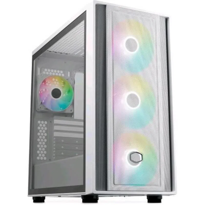 Cooler master masterbox 600 btf argb middle tower minitx/matx/atx/e-atx vetro temperato bianco — 2