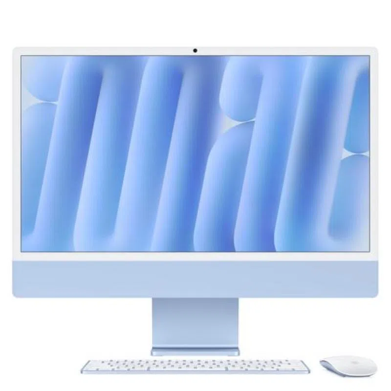 Apple imac 2024 24 retina display 4.5k all in one 23.5 chip apple m4 cpu 8-core gpu 8 core ram 16gb ssd 256gb wi-fi 6e-gigabit lan italia blu