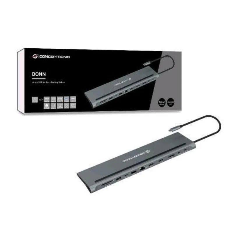 Conceptronic donn17g replicatore di porte e docking station per notebook cablato usb 3.2 gen 1 type-c grigio