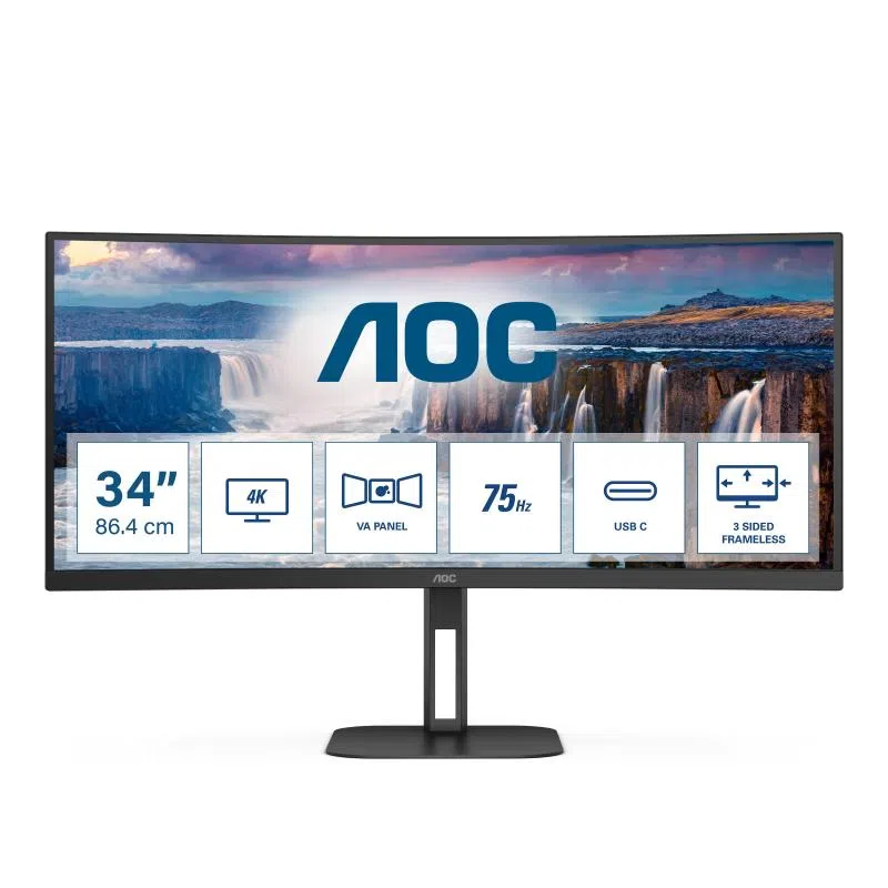 Aoc v5 cu34v5c monitor pc 34`` 3440x1440 pixel wide quad hd led nero — 2