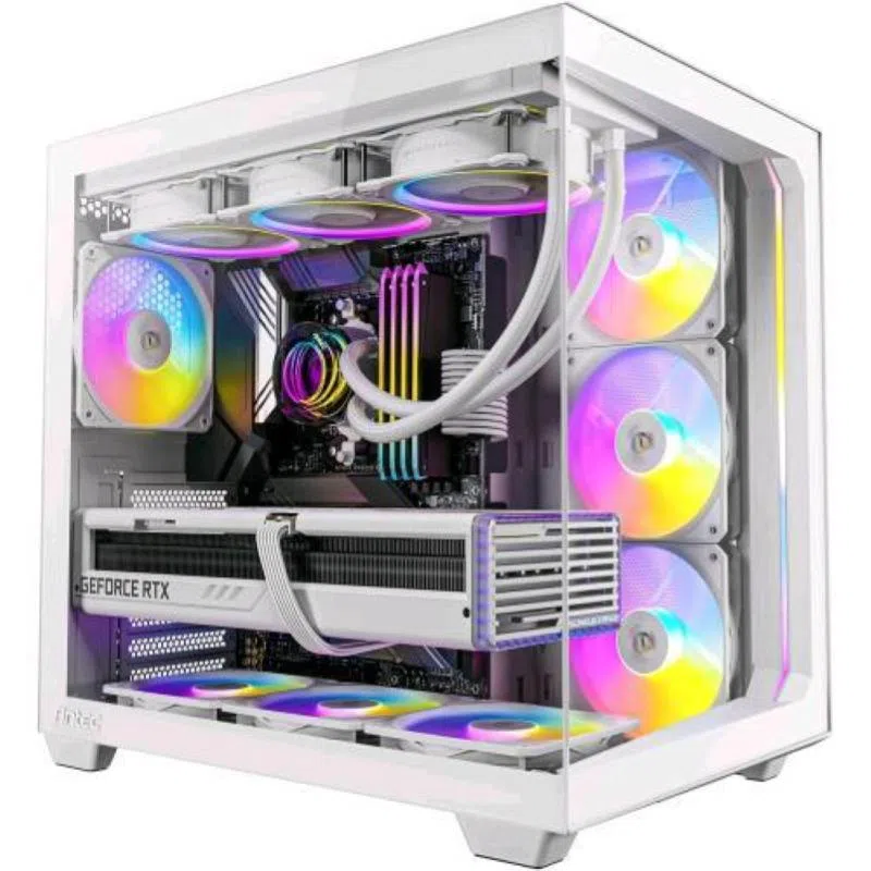 Antec c5 argb white cabinet ventole argb pwm da 7 x 120 mm incluse, fino a 10 ventole contemporaneamente, porta di tipo c 3.2 gen 2, pannelli frontali e laterali in vetro temperato senza cuciture bianco