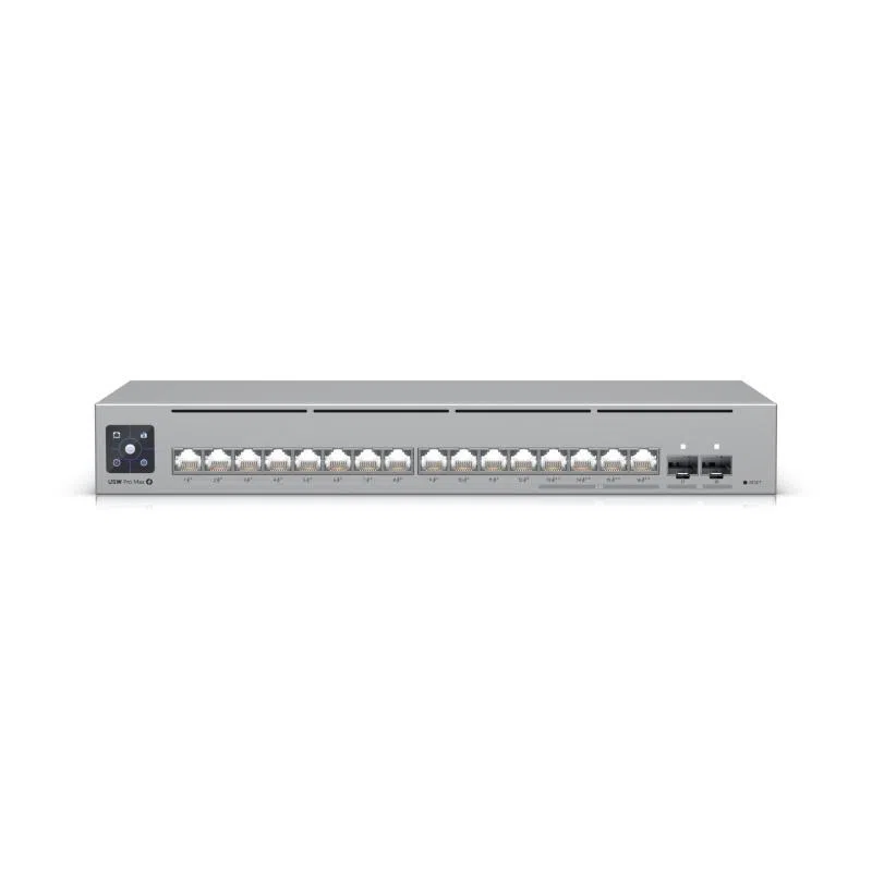 Switch 16p lan gigabit ubiquiti usw-pro-max-16-poe l3 4p poe++ 2.5gbe 12p gbe poe+ 2p sfp+ 10g montaggio rack (180w)