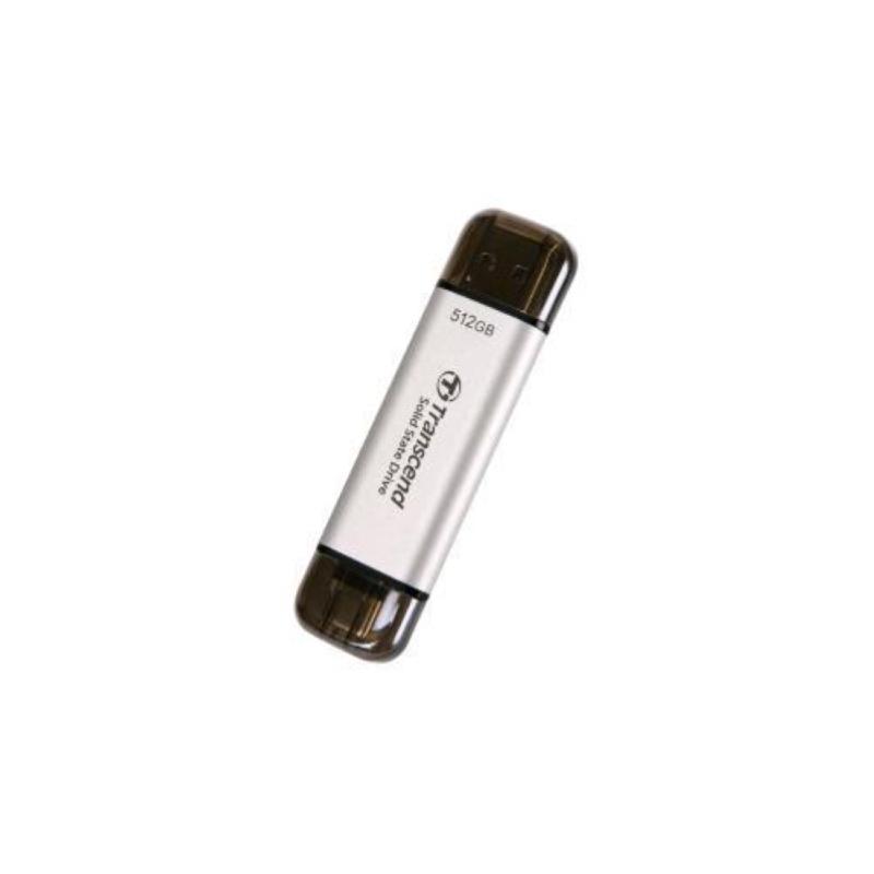 Transcend esd310 ssd esterno 512gb usb a e usb-c 3.2 gen 2 (3.1 gen 2) 10 gbit/s argento