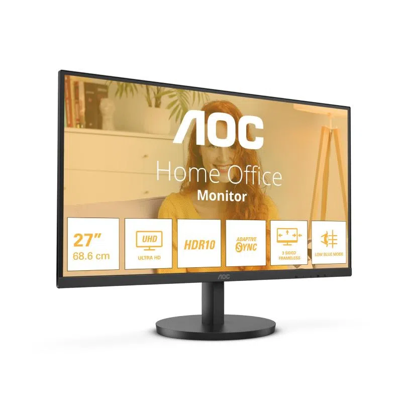 Aoc u27b3m monitor uhd da 27`` altoparlanti hdr10 (3840x2160 4k 60 hz 2x hdmi displayport) nero 27 inch 4k ips 60hz hdmi - usb-c speakers - height adjust — 2