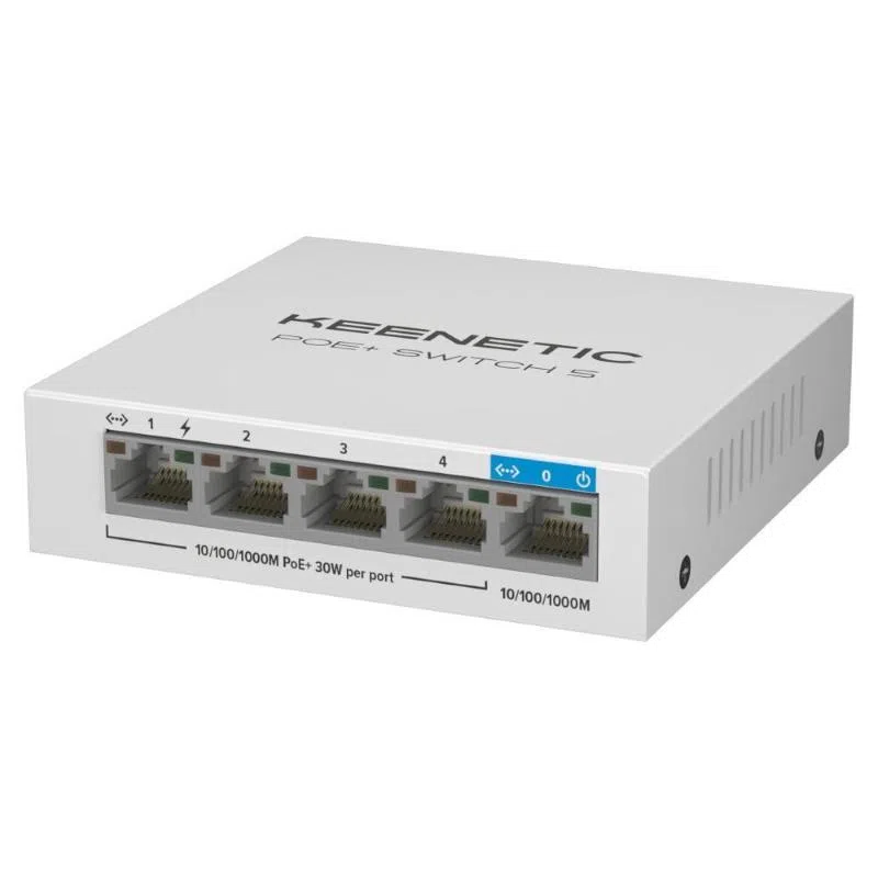 Keenetic poe+ switch 5 (kn-4610), switch 1 porta 1gbps + 4 porte 1 gbps poe+, 30 w 802.3af/at (poe+) — 2