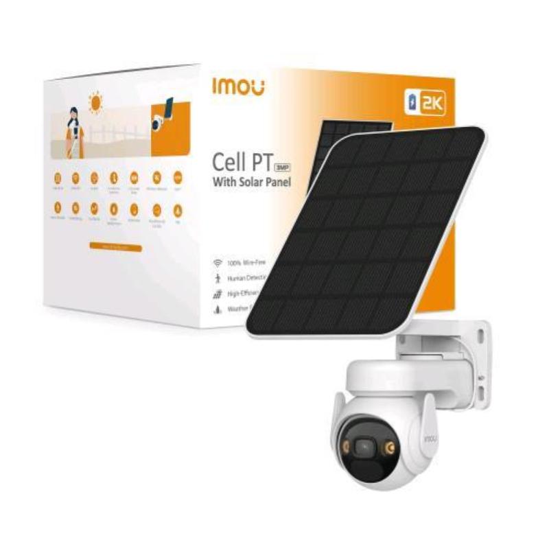Kit Telecamera di Sorveglianza Imou Cell PT, Wi-Fi, 2K, IP66, Pannello Solare, Esterno KIT/IPC-K9EP-3T0WE/FSP12-TYPEC