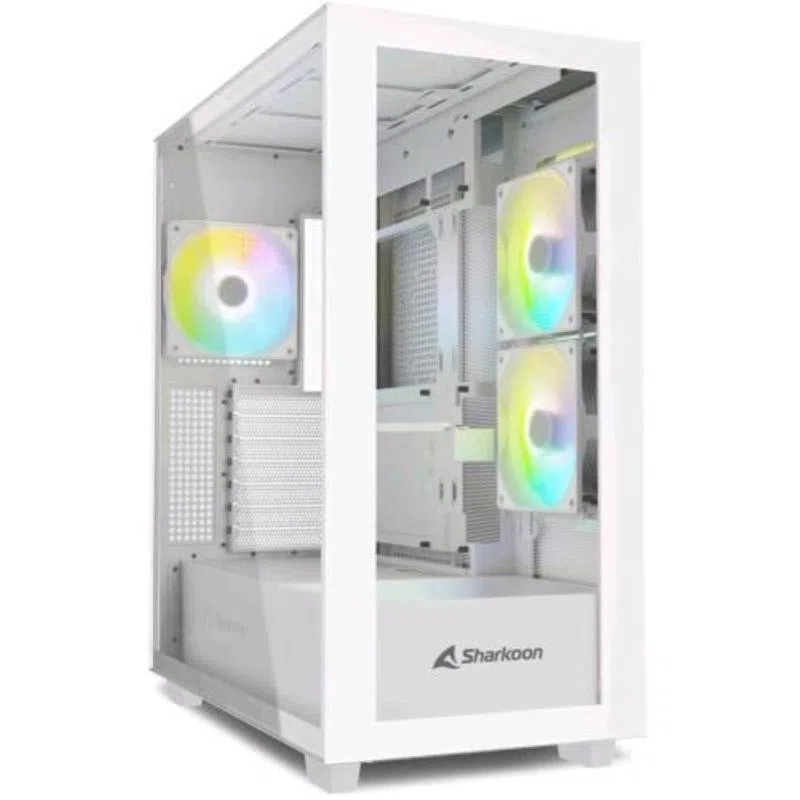 Sharkoon rebel c60 rgb white case atx 4 ventole x 120mm argb pannello laterale e frontale in vetro temperato bianco — 2