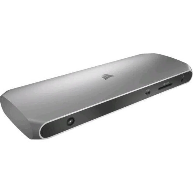 Corsair tbt100 docking station thunderbolt 3 2 porte usb-c 3.1, 2 porte usb-a 3.1, 2 porte hdmi, jack audio in/out da 3.5 mm, porta gigabit ethernet, lettore di schede sd
