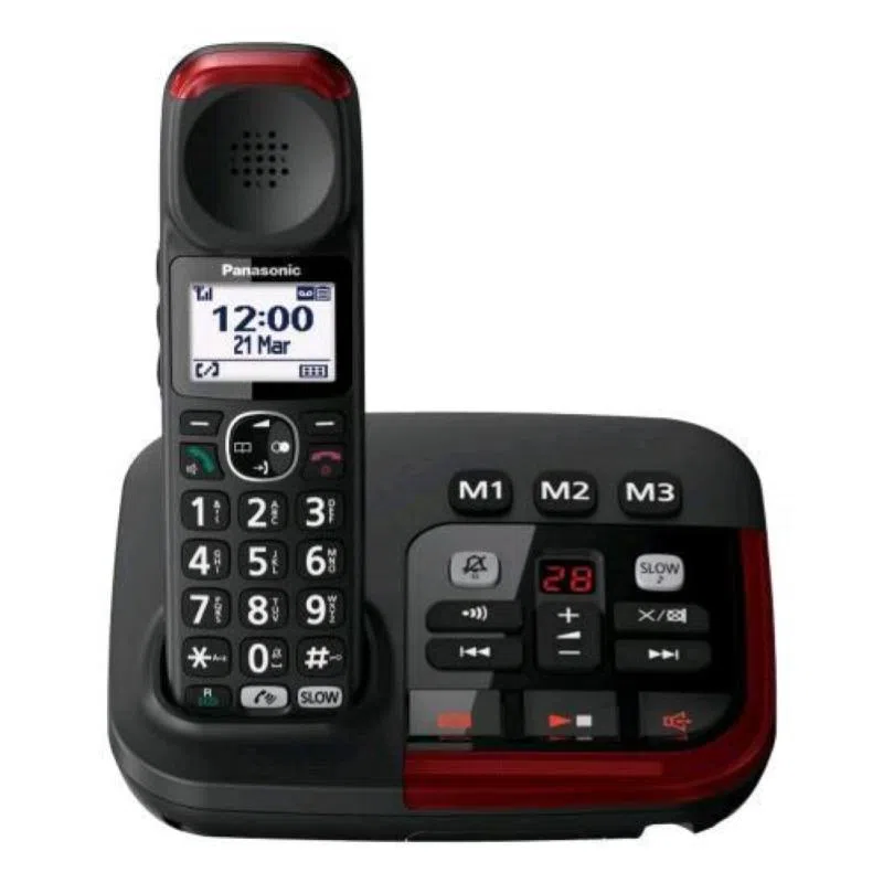 Panasonic kx-tgm420exb cordless dect con segreteria volume amplificato tasti grandi funzione slow talk nero