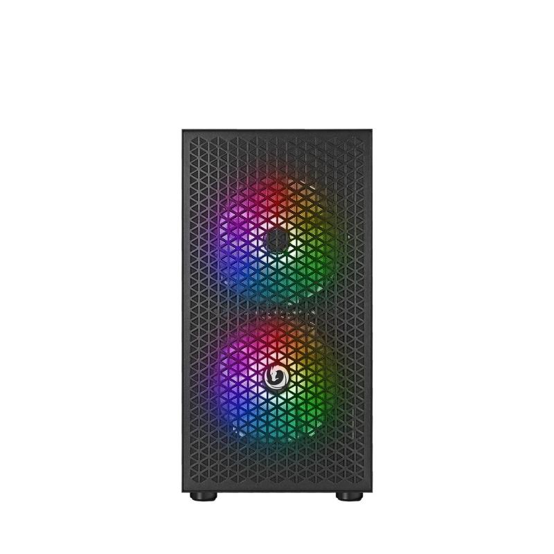 Nuwo micro case atx blitz r27 0.5mm spcc usb3.0/2.0 3 fan 12cm argb rainbow front glass side glass n — 2