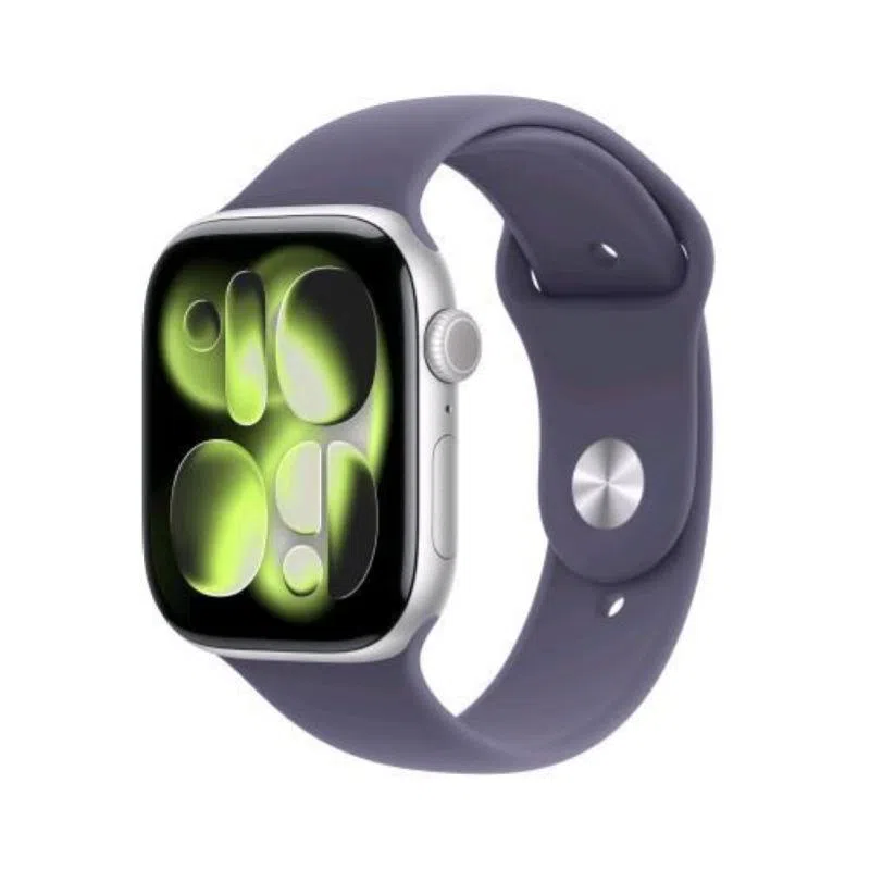 Apple watch series 11 gps 46mm cassa alluminio argento con sport band viola nebbia - m/l — 2