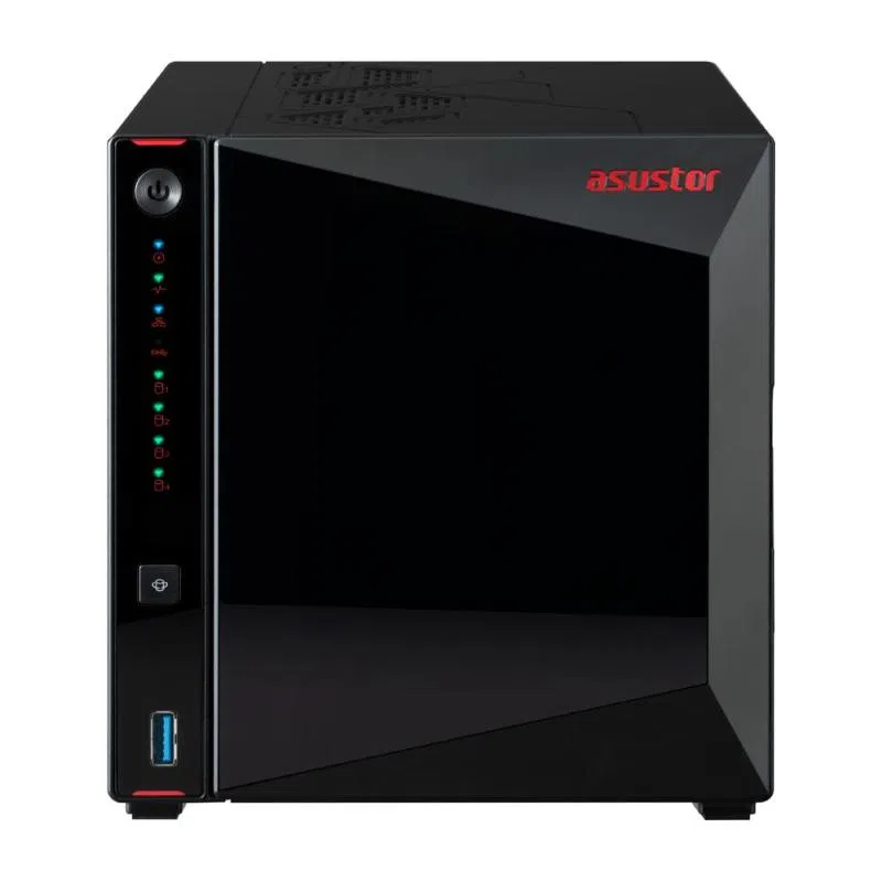 Asustor nas tower 4 bay + 4xm.2 nvme , intel celeron n5105 quad-core, 4gb ram (max 16gb), 2x2.5 gbe, 3xusb 3.2 gen-2 .. as5404t