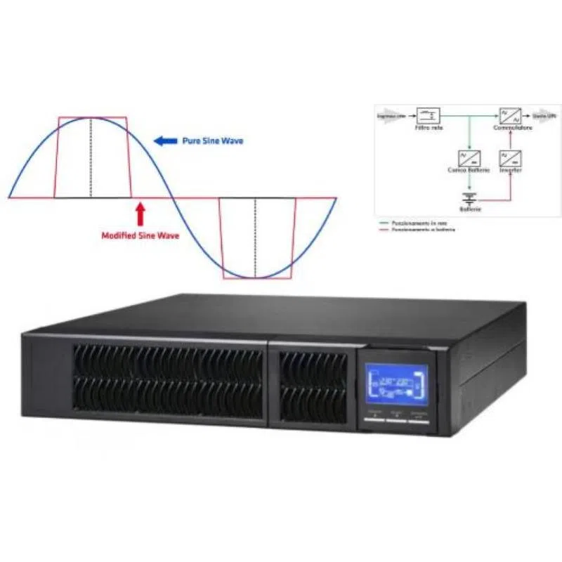 Ups 2 kva tower/rack online series 8*iec+rs232+epo lcd csb adj