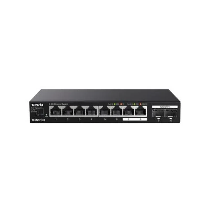 Tenda tem2010x switch ethernet 2.5 gigabit 8 porte con 2 porte sfp 10 g vlan