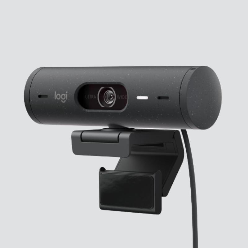 Logitech brio 500 webcam full hd correzione luce auto-framing show mode microfono riduzione del rumore copertura privacy funziona con microsoft teams google meet zoom grafite