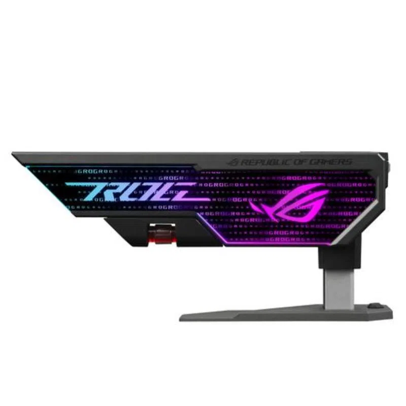 Asus rog herculx sostegno per scheda grafica, montaggio senza attrezzi, comoda livella integrata, struttura in lega di zinco, altezza regolabile da 72 a 128mm, aura sync, nero