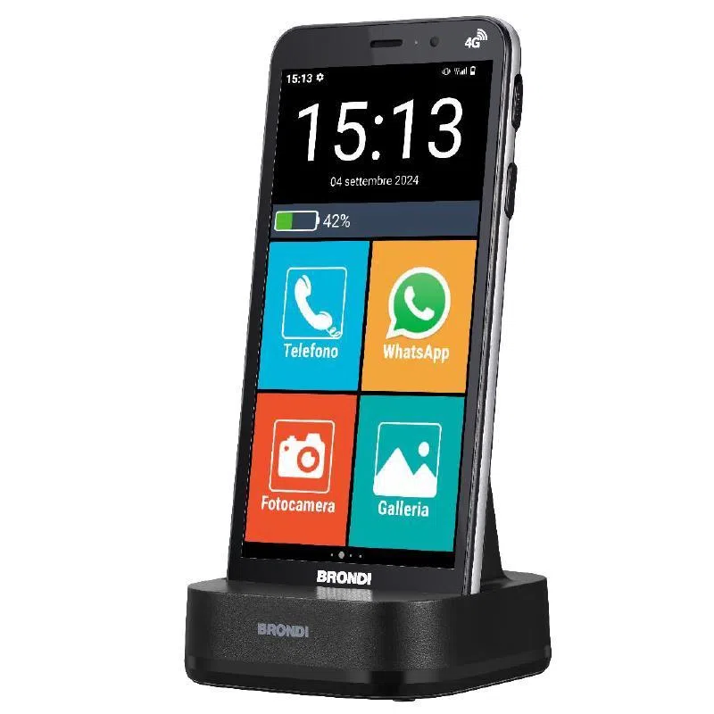 Brondi amico vero 4g dual sim 5.7 senior smartphone sensore di caduta localizzazione gps in tempo reale tasto sos 4g nero