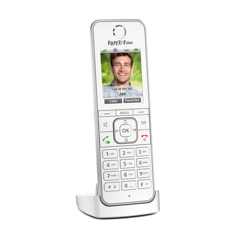 Fritz!fon c6 international telefono cordless dect identificatore di chiamata audio hd vivavoce segreteria telefonica bianco