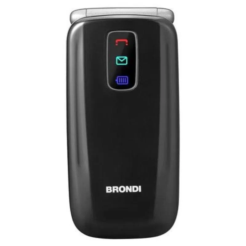Brondi amico leale 2.4 easy phone clamshell flip attivo vedi e chiama tasti grandi volume alto italia black metal