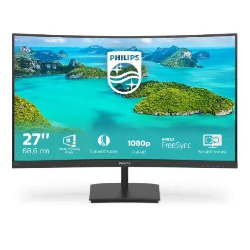 Philips monitor curvo gaming 271e1sca , adaptive sync 75 hz, va led 27``, 1920 x 1080 fhd, 4 ms, hdmi, vga, casse integrate, flicker free, low blue light, vesa, nero — 2