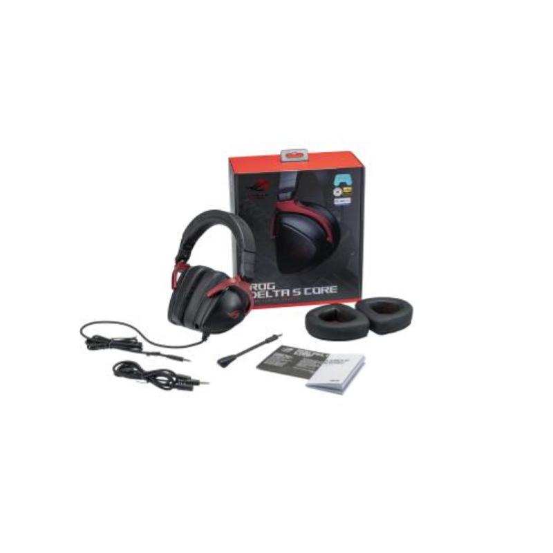 Asus rog delta s core cuffie gaming a padiglione con microfono rimovibile cablato compatibile con pc mac playstation nintendo switch xbox nero