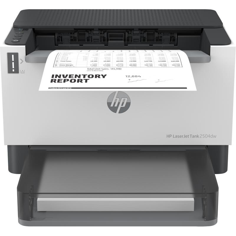 Hp laserjet tank 2504dw stampante laser b/n a4 wi-fi dual band fronte retro 22ppm