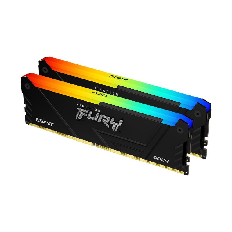 Kingston fury beast rgb kit memoria ram 2x16gb tot 32gb 3.600mhz tipologia dimm tecnologia ddr4 cas 18