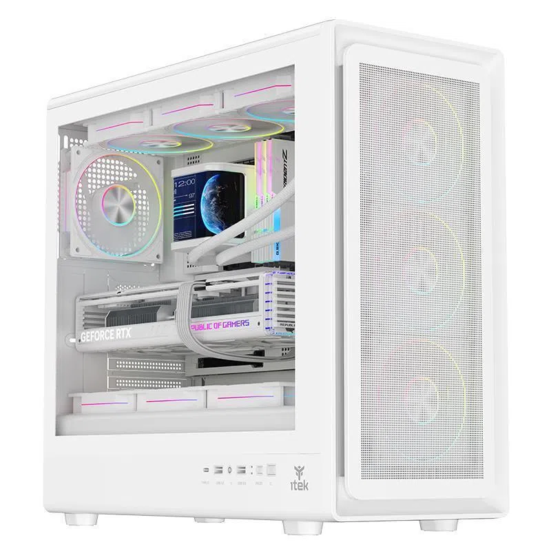 Case gaming tower meshcore 36w - no alimentatore - argb fan - bianco (itgcamc36w) — 2