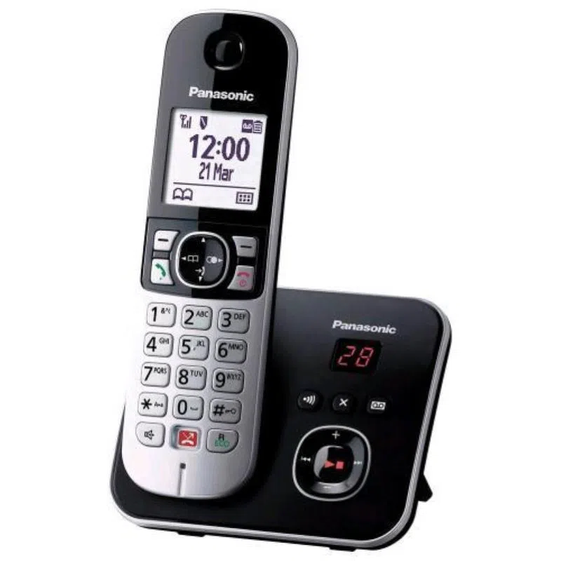 Panasonic kx-tg6861jtb cordless dect display 1.8`` blocco chiamate id vivavoce segreteria nero