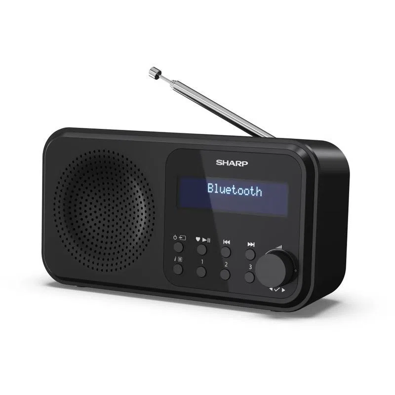 Sharp dr-p420(bk) radio digitale portatile dab dab+ fm con rds bluetooth 5.0 funzione sveglia jack 3.5mm alimentazione usb o batteria con antenna telescopica nero