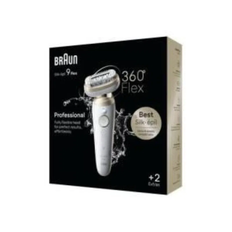 Braun silk?Ã©pil 9 flex 3d 9?011 â? epilatore a pinzette ricaricabile, 2 velocita`, testine incluse: epilazione + massaggio + cappuccio per zone sensibili, utilizzo wet and dry, autonomia 50?min, colore bianco-oro